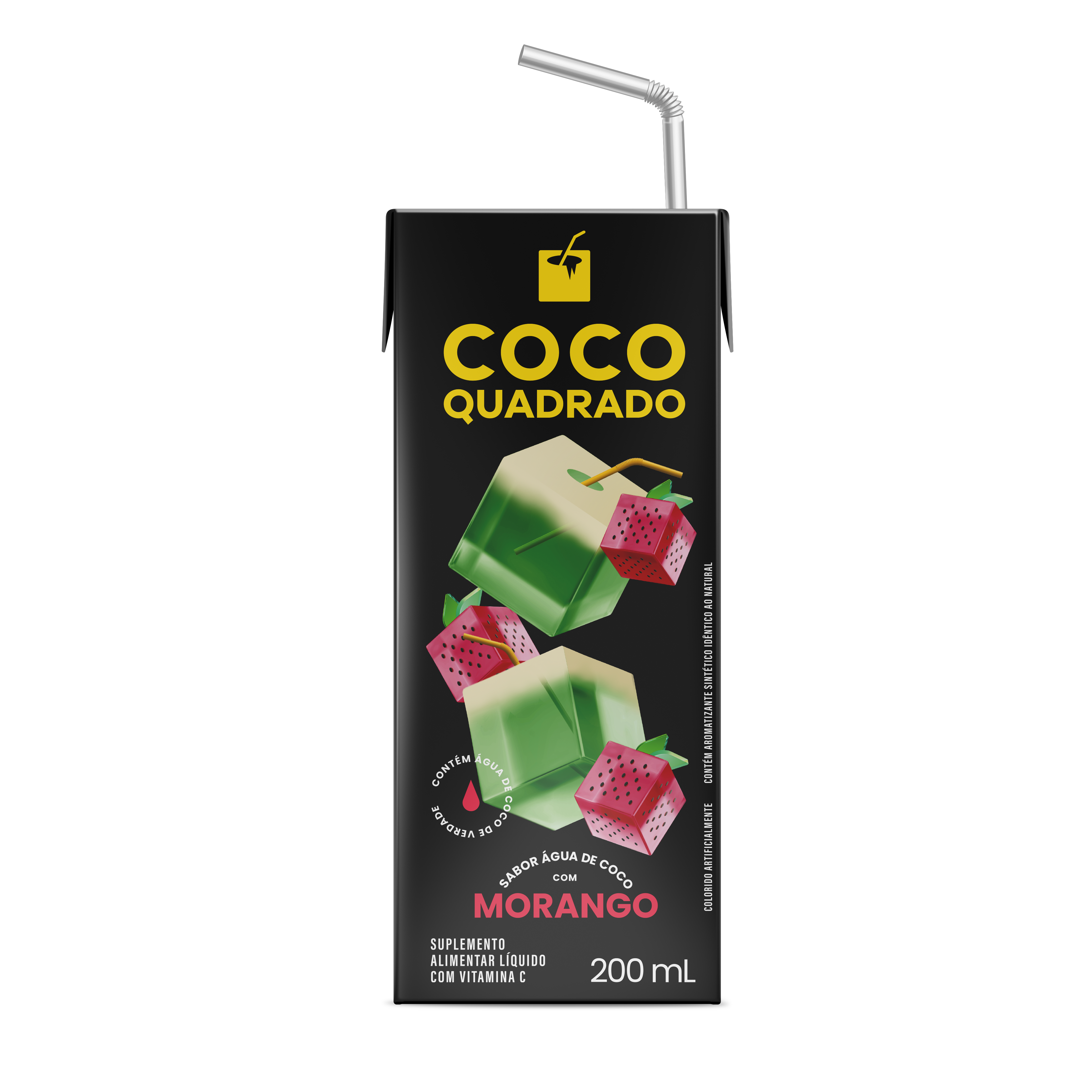 AGUA DE COCO COCO QUADRADO MORANGO 27X200ML