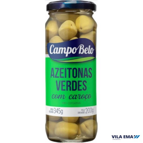 AZEITONA VERDE C/CAROÇO CAMPO BELO 12X200G VIDRO