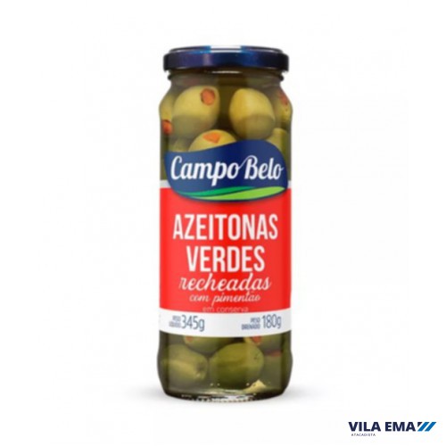 AZEITONA VERDE RECHEADA CAMPO BELO 12X180G VIDRO 