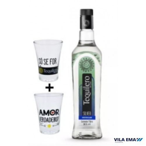 TEQUILA TEQUILERO SILVER KIT C/ 2 COPOS  6X750ML 