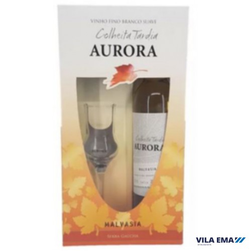 KIT DE VINHO AURORA COLHEITA TARDIA C/TACA BCO SV 6X500ML