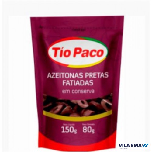 AZEITONA TIO PACO PRETA FATIADA DOY PACK 24X80G