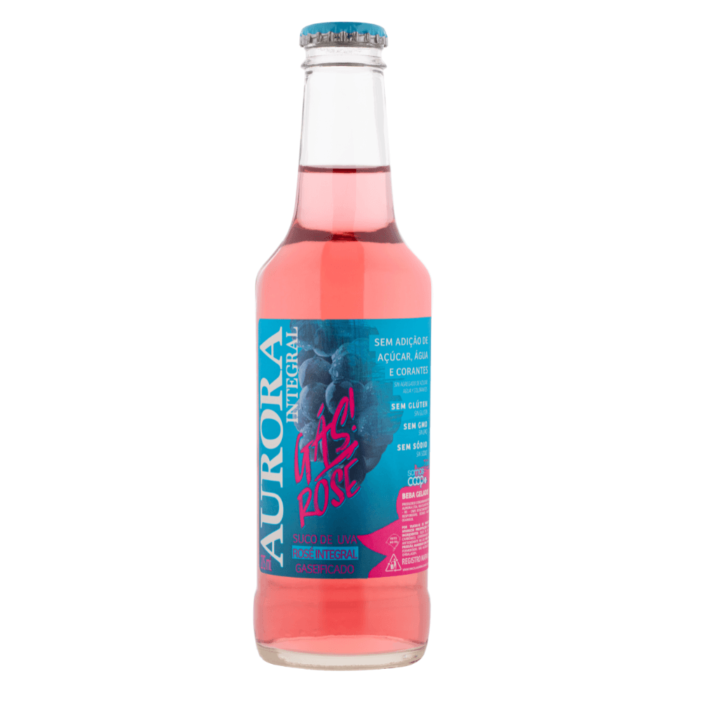 SUCO DE UVA AURORA ROSE INTEGRAL GASEIFICADO 24X275ML