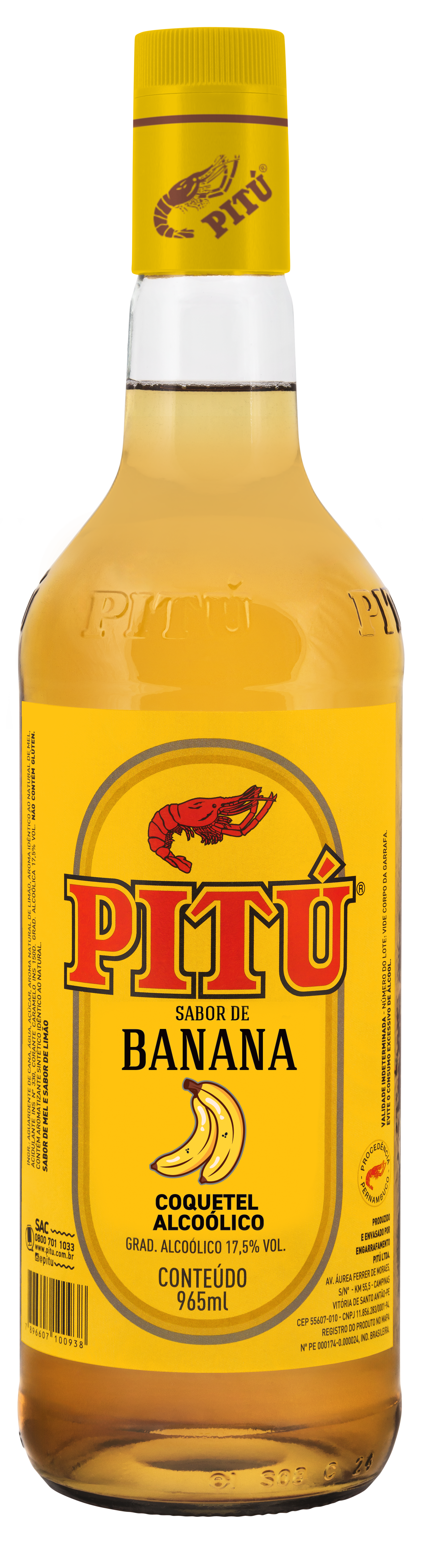 AGUARDENTE PITU BANANA 6X965ML